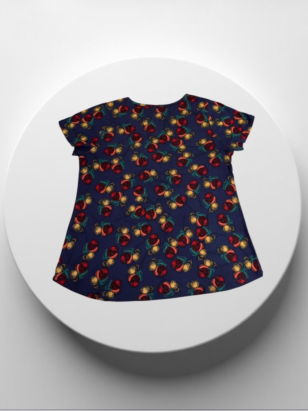 LuLaRoe Classic T Tunic Top Short Sleeve Size M Navy Pattern